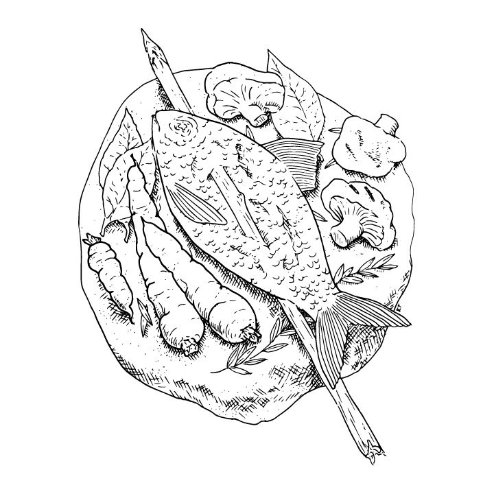 fishdinner drawing outline