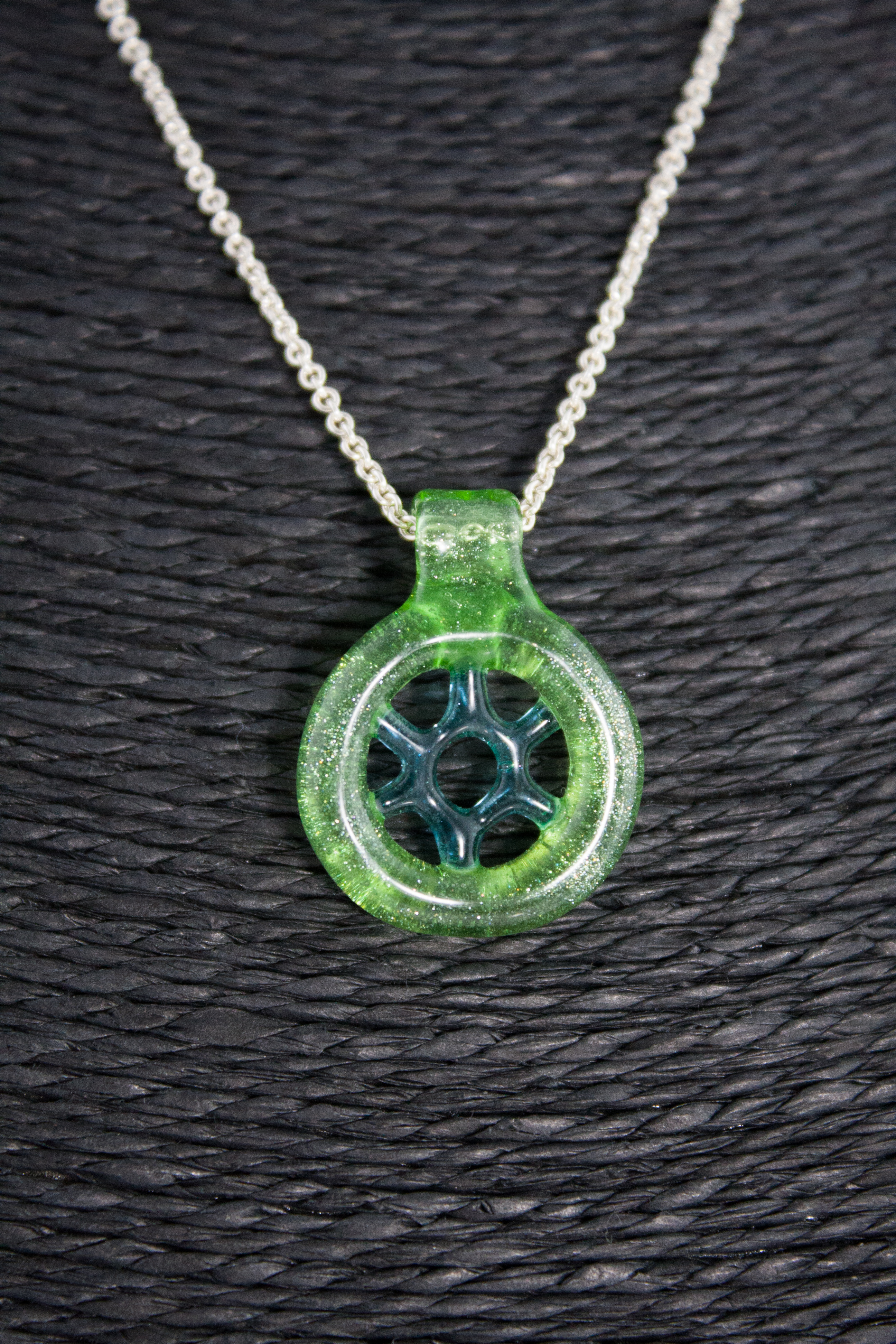 green dreamcatcher glass necklace