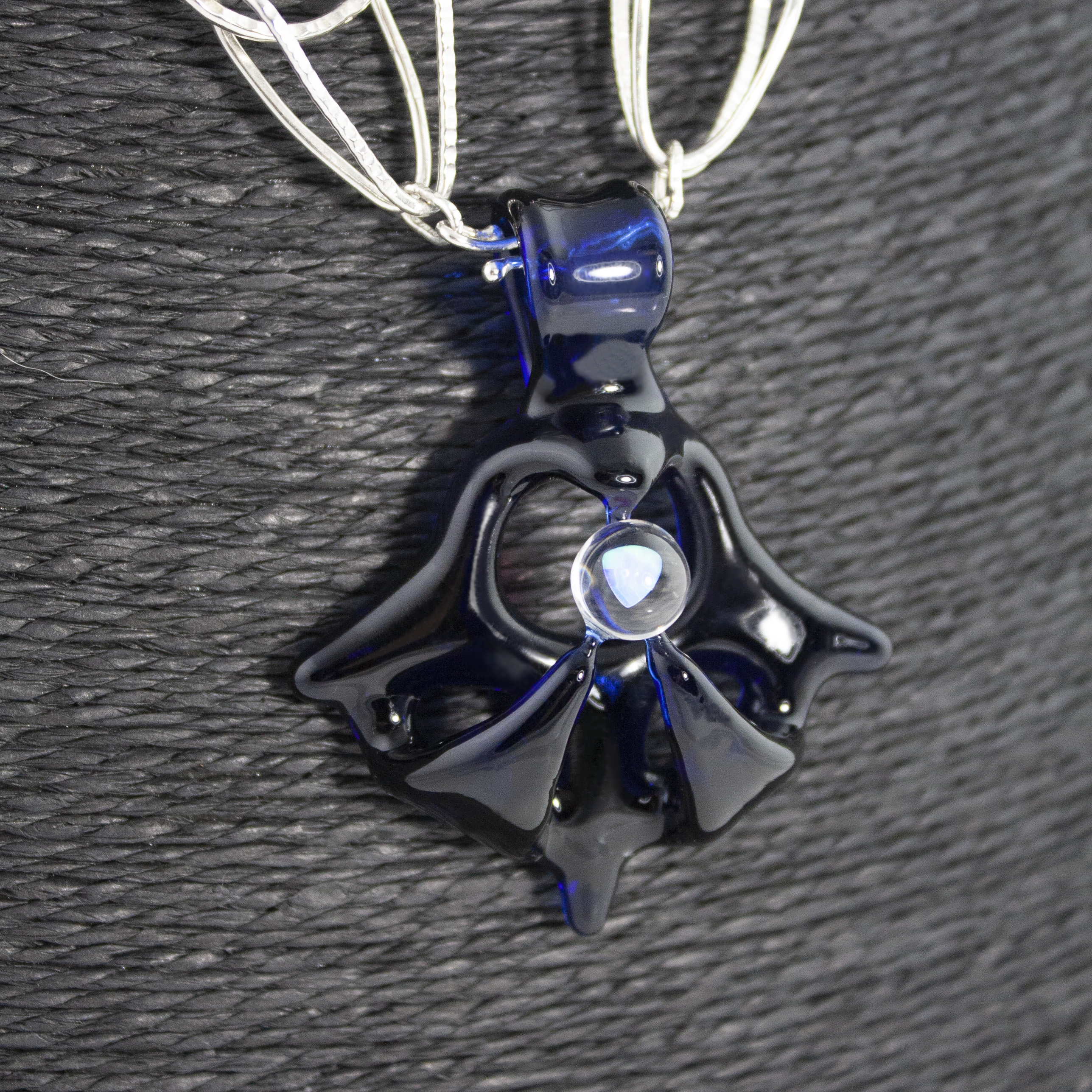 cobalt blue glass pendant with opal